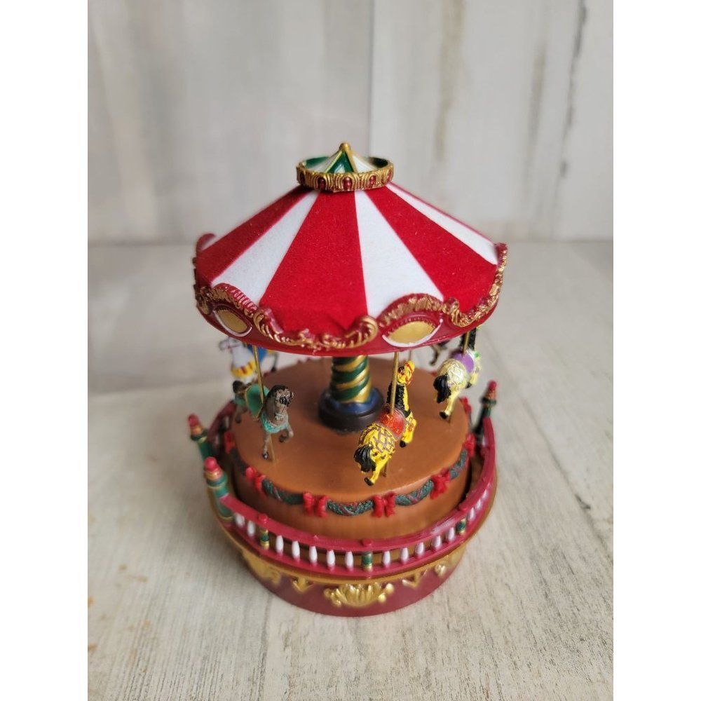 Mr Christmas mini wind up Carousel Here Comes Santa‎ Claus